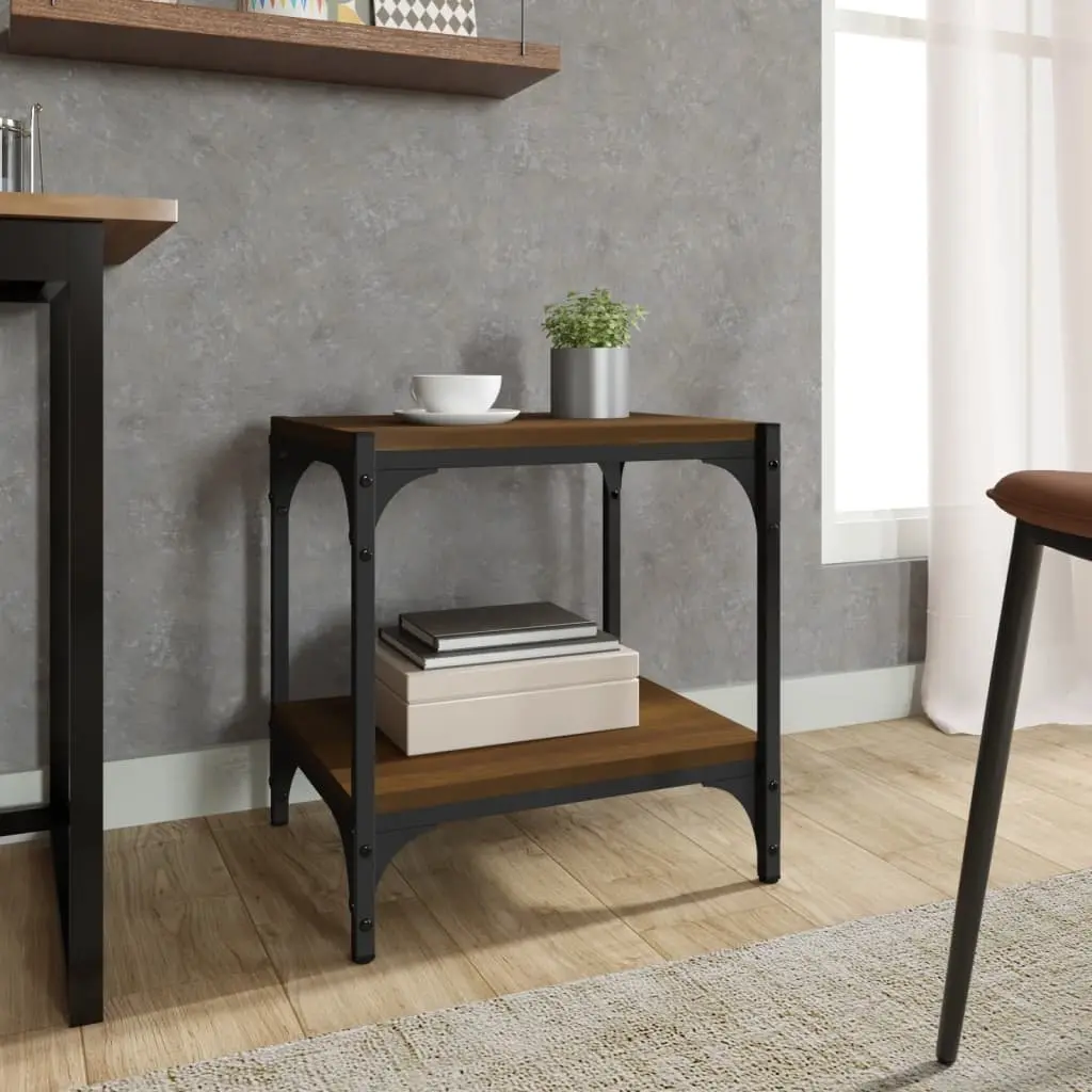 TV Cabinet for Living Room Brown Oak 40x33x41cm Industrial Engineered Wood Steel Frame Storage