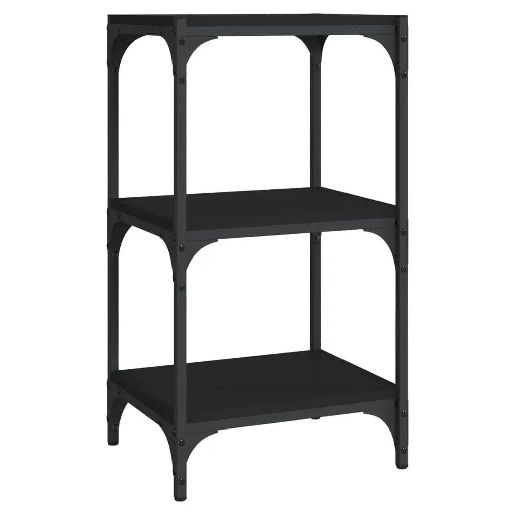 Book Cabinet Black 3-Tier Storage Shelf for Home Office
