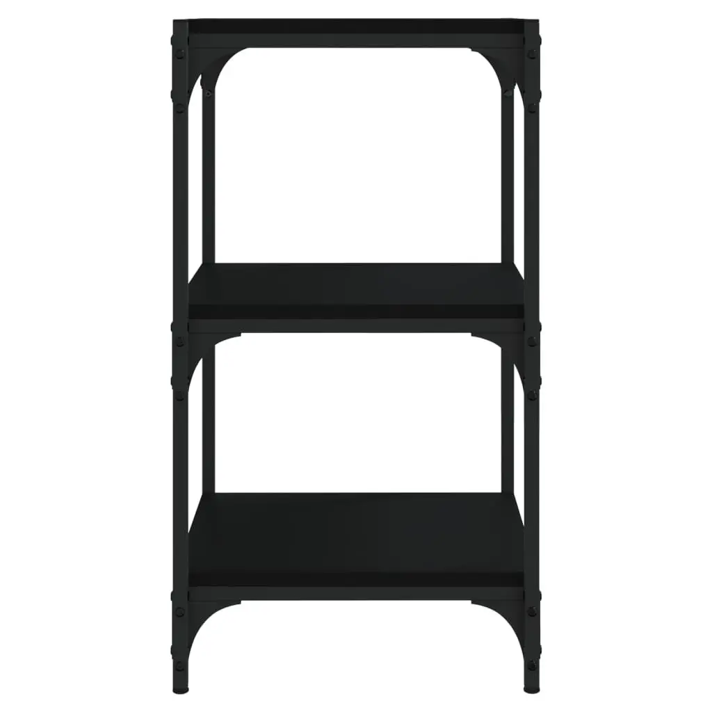 Book Cabinet Black 3-Tier Storage Shelf for Home Office