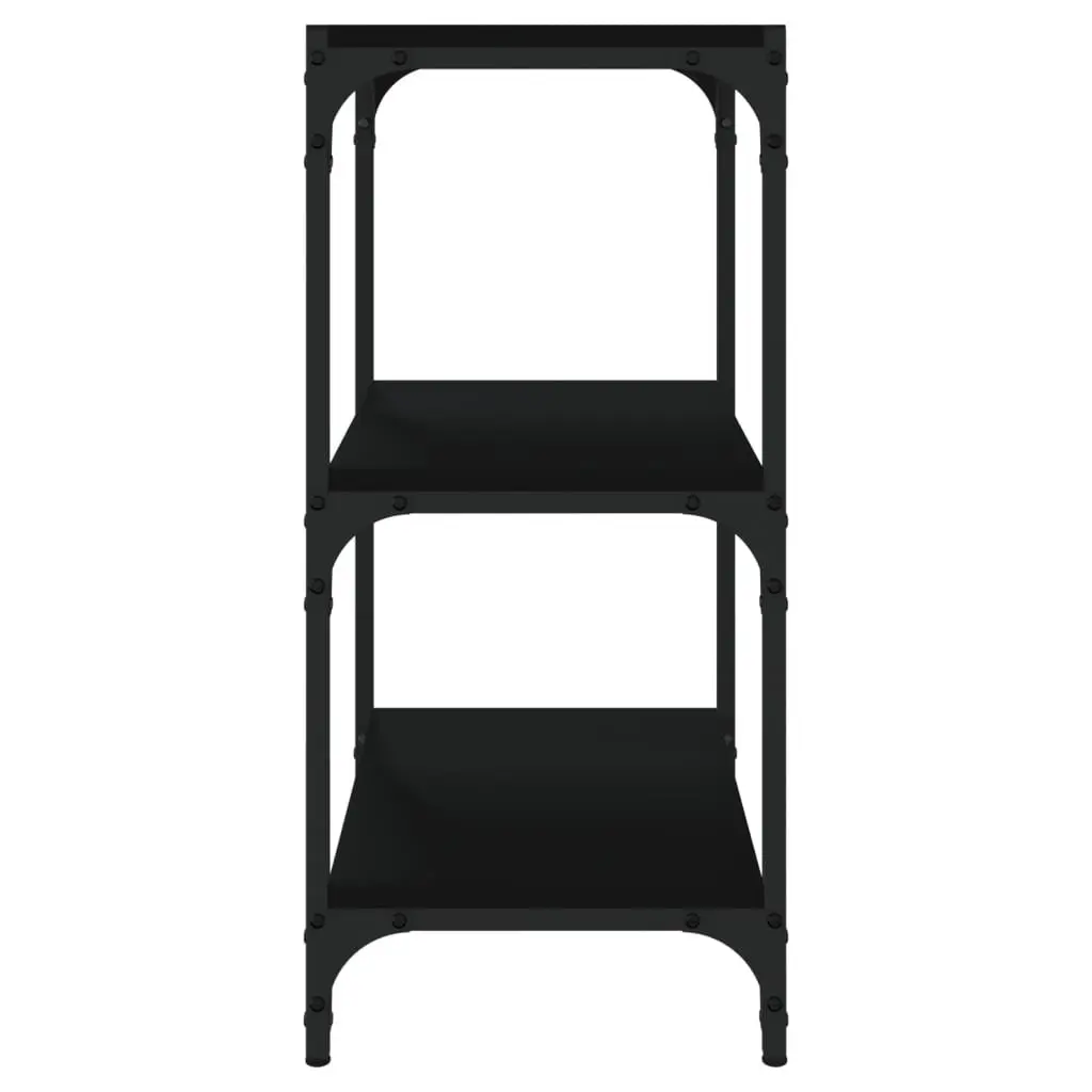 Book Cabinet Black 3-Tier Storage Shelf for Home Office
