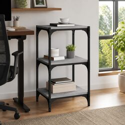 Engineered Wood and Steel Grey Book Cabinet 40x33x70.5 cm