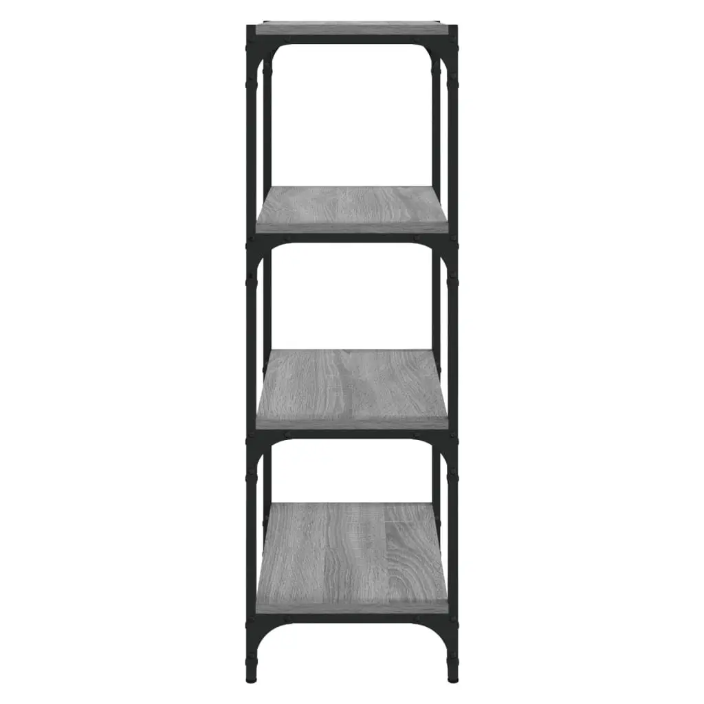 Book Cabinet Grey Storage Shelving Unit 4 Shelf Engineered Wood Steel Frame