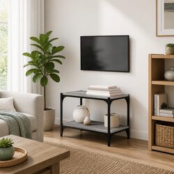 Engineered Wood and Steel TV Cabinet Dimensions: 60 x 33 x 41 cm