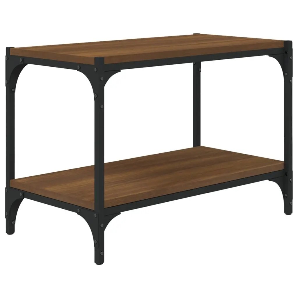 TV Cabinet Industrial Style Brown Oak 60x33x41 cm Storage Unit with 2 Shelves for Living Room or Hallway