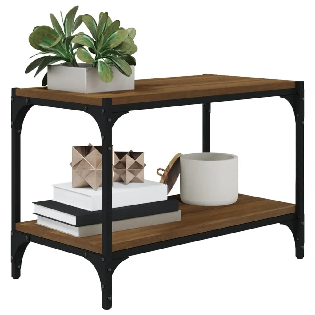 TV Cabinet Industrial Style Brown Oak 60x33x41 cm Storage Unit with 2 Shelves for Living Room or Hallway