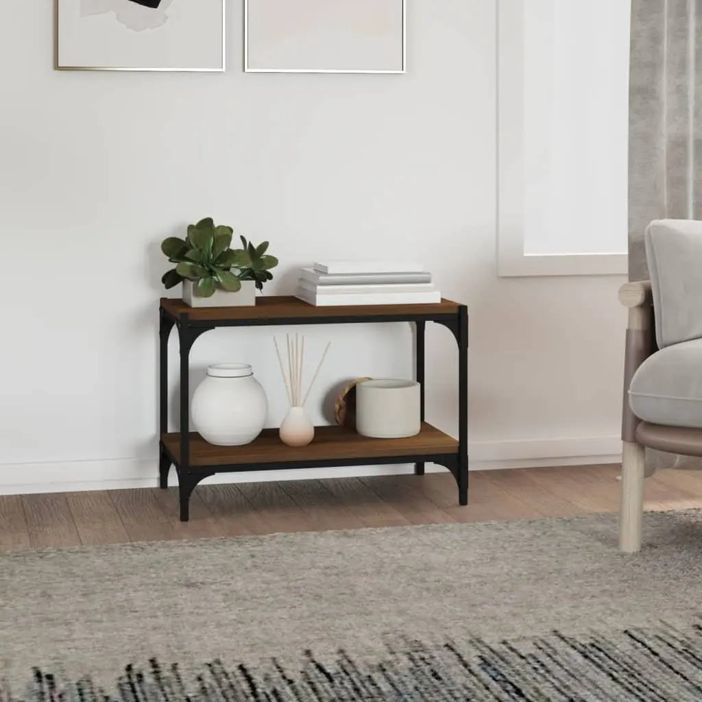 TV Cabinet Industrial Style Brown Oak 60x33x41 cm Storage Unit with 2 Shelves for Living Room or Hallway