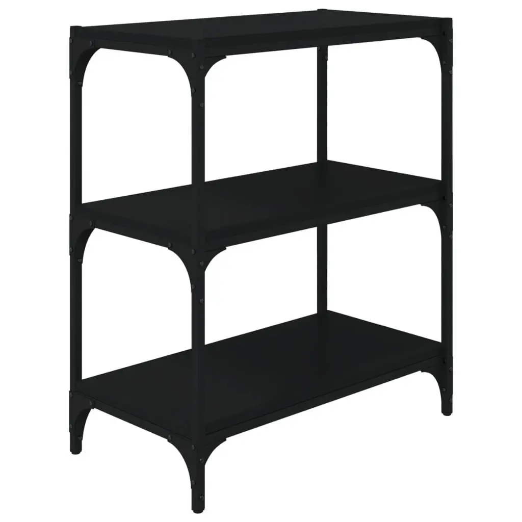 Book Cabinet Black 60x33x70.5cm Storage Shelf Industrial Style 3 Shelves
