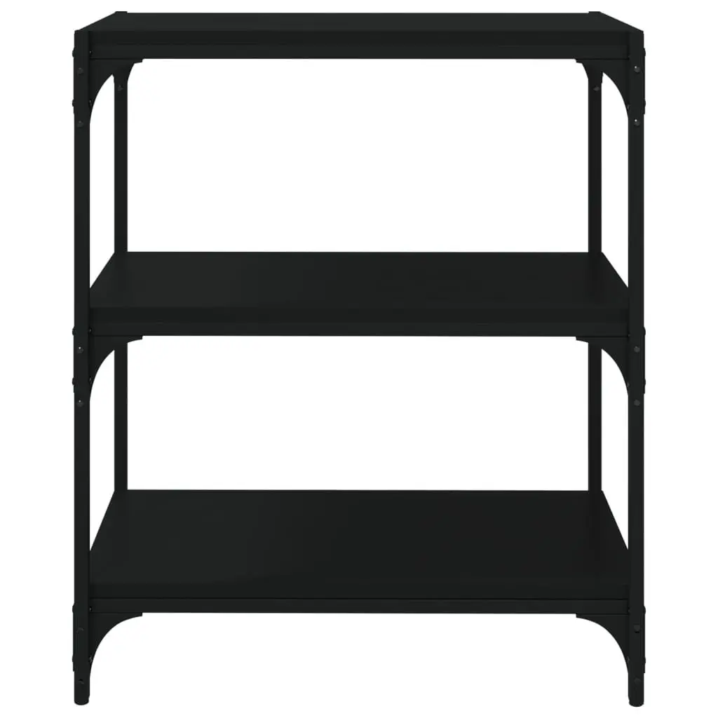Book Cabinet Black 60x33x70.5cm Storage Shelf Industrial Style 3 Shelves
