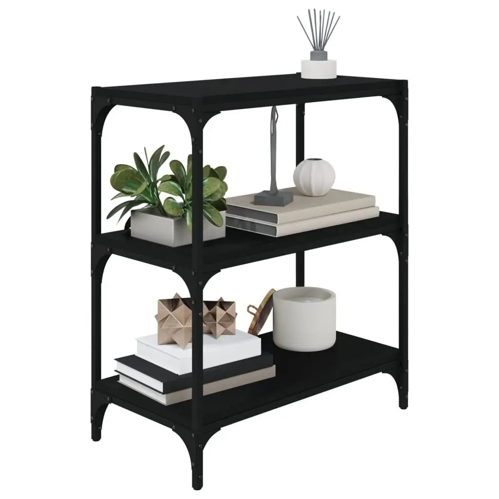 Book Cabinet Black 60x33x70.5cm Storage Shelf Industrial Style 3 Shelves