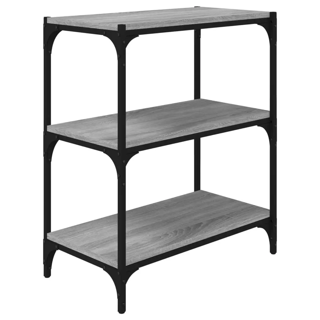 Book Cabinet Grey 3 Shelf Storage Unit Home Office 60 x 33 x 70.5 cm