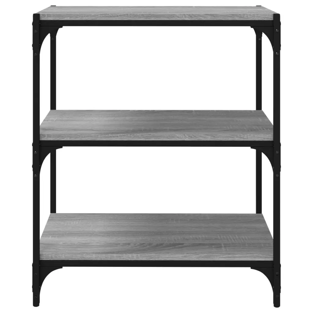 Book Cabinet Grey 3 Shelf Storage Unit Home Office 60 x 33 x 70.5 cm