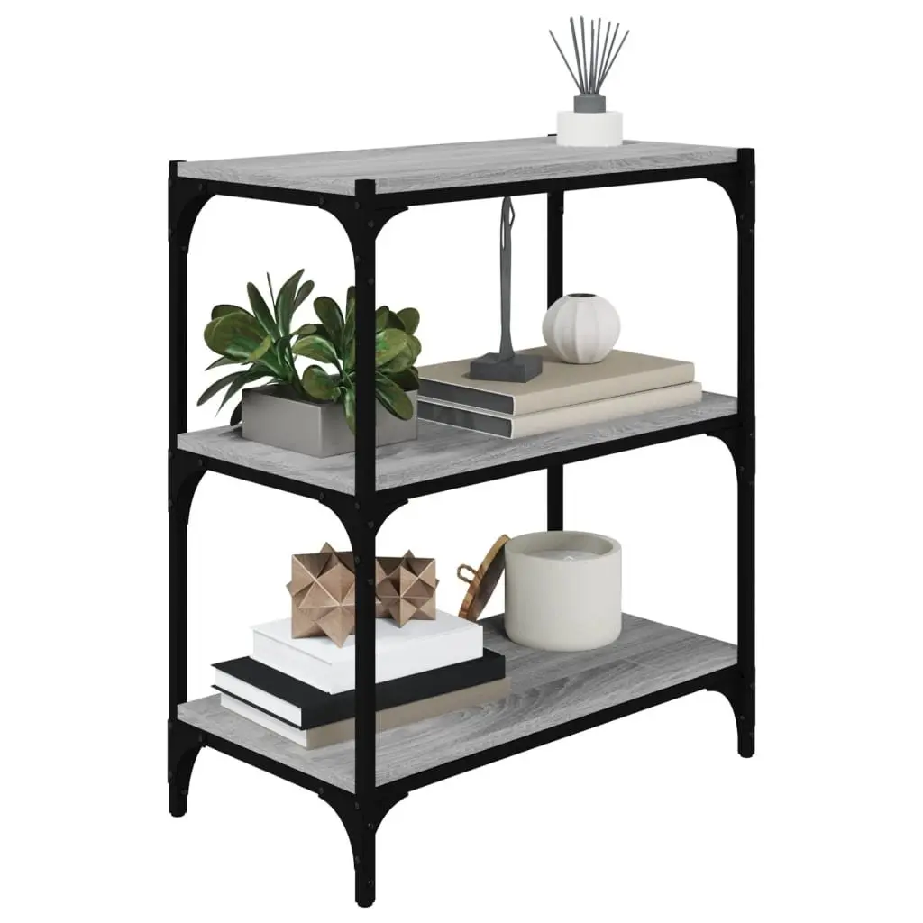 Book Cabinet Grey 3 Shelf Storage Unit Home Office 60 x 33 x 70.5 cm