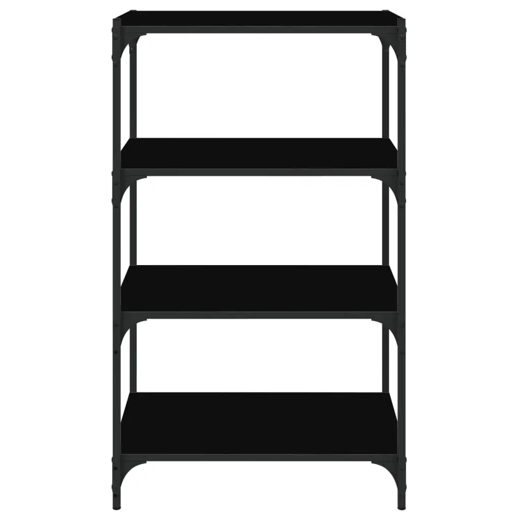 Book Cabinet Black 4 Shelves Storage Organiser Industrial Style 60W x 33D x 100H cm