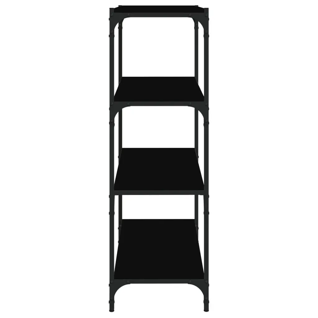 Book Cabinet Black 4 Shelves Storage Organiser Industrial Style 60W x 33D x 100H cm