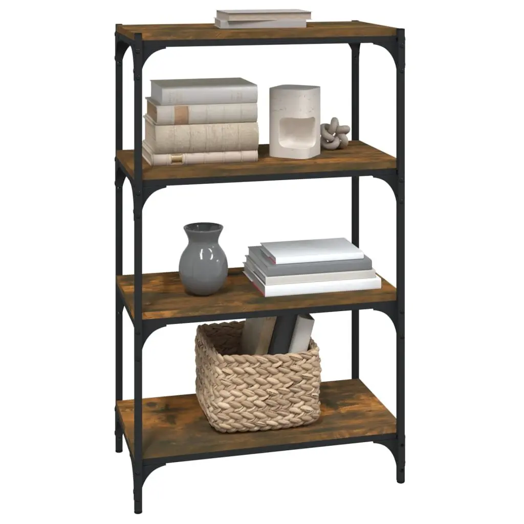 Book Cabinet with 4 Shelves Industrial Style Brown Storage Organiser TV Stand