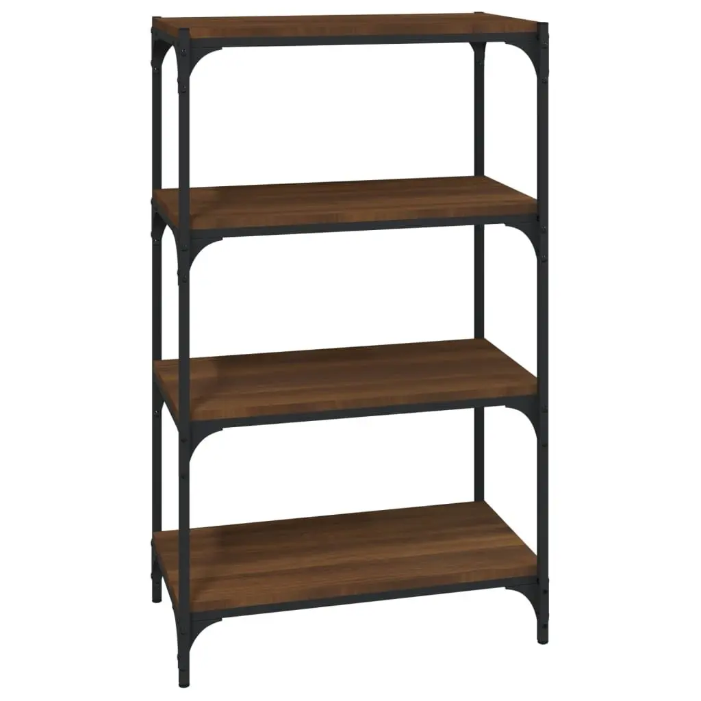 Book Cabinet for Home Office Brown Oak 60x33x100 cm Shelving Storage Engineered Wood Steel Frame