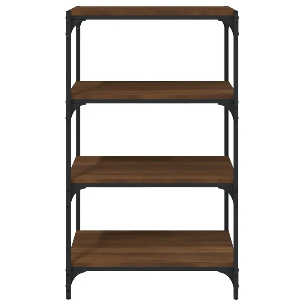 Book Cabinet for Home Office Brown Oak 60x33x100 cm Shelving Storage Engineered Wood Steel Frame