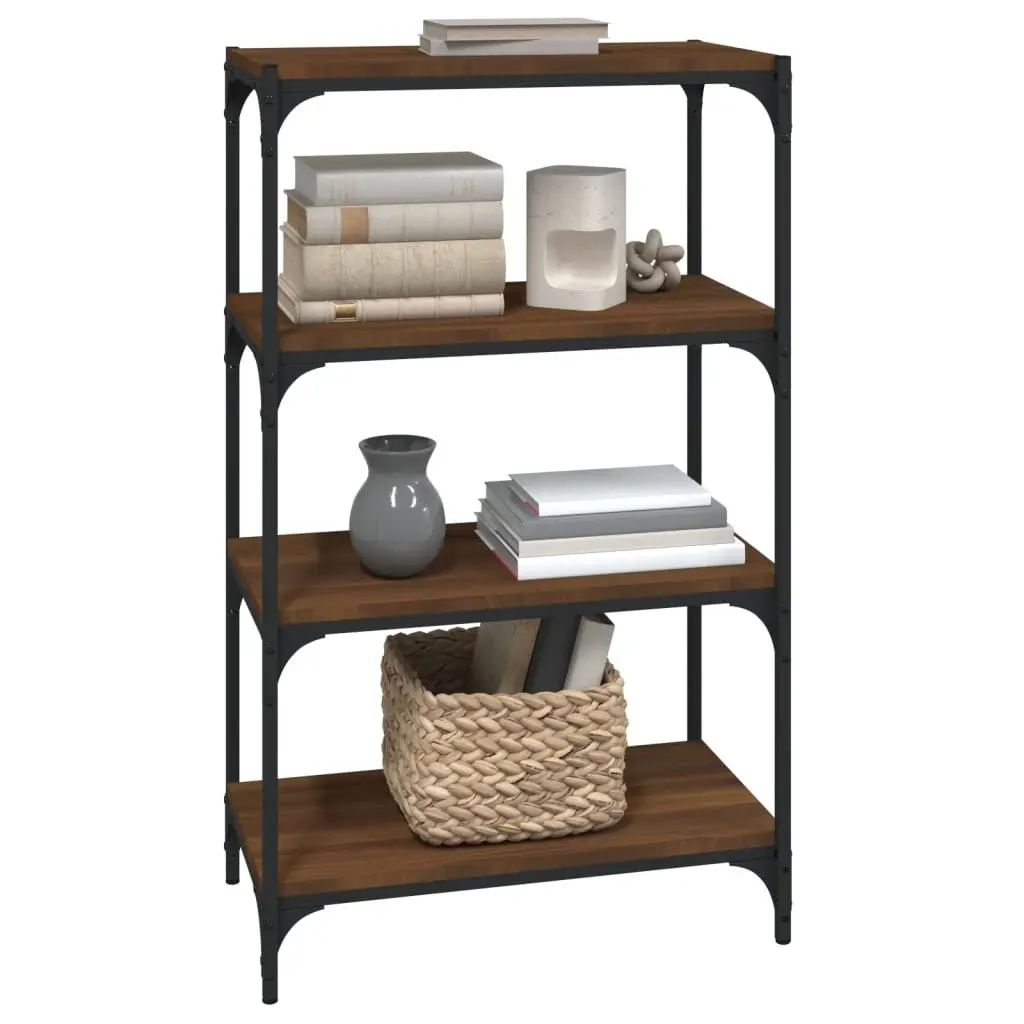 Book Cabinet for Home Office Brown Oak 60x33x100 cm Shelving Storage Engineered Wood Steel Frame