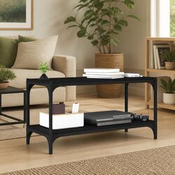 Black TV Cabinet: 80x33x41 cm, Engineered Wood & Steel