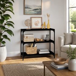Book Cabinet in Black: 80x33x70.5 cm, 3 Steel Shelves