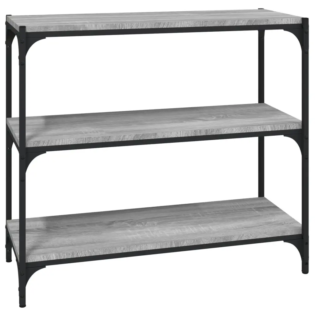 Book Cabinet for Home Office 3 Shelves Grey Engineered Wood Steel Frame Industrial Storage