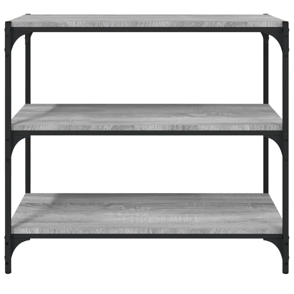 Book Cabinet for Home Office 3 Shelves Grey Engineered Wood Steel Frame Industrial Storage