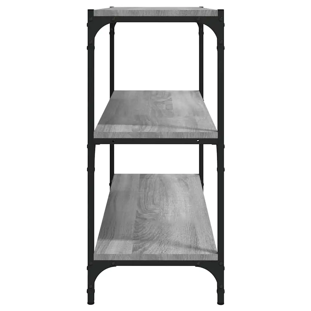 Book Cabinet for Home Office 3 Shelves Grey Engineered Wood Steel Frame Industrial Storage