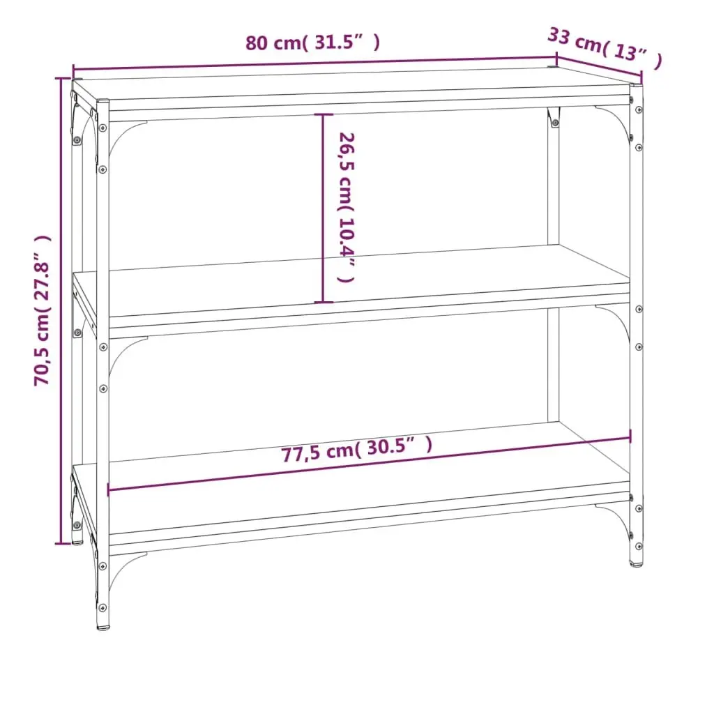 Book Cabinet for Home Office 3 Shelves Grey Engineered Wood Steel Frame Industrial Storage