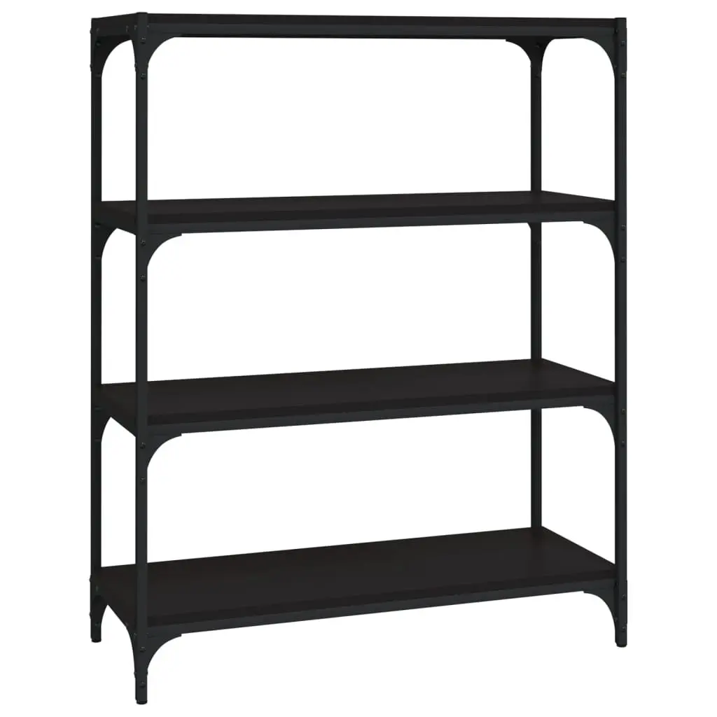 Industrial Style Book Cabinet 80x33x100cm Black 4 Shelf Storage Unit for Home or Office