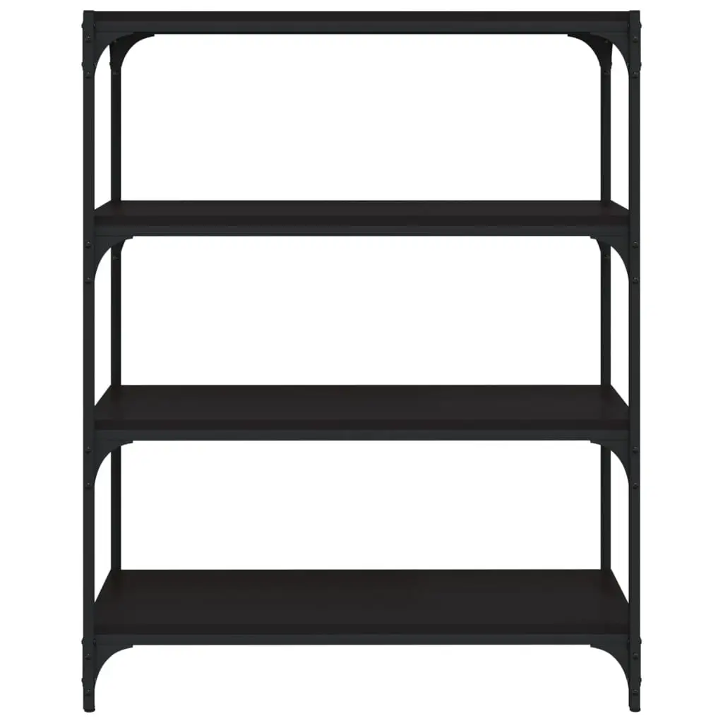 Industrial Style Book Cabinet 80x33x100cm Black 4 Shelf Storage Unit for Home or Office