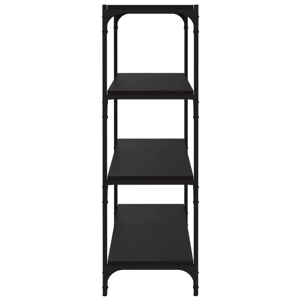 Industrial Style Book Cabinet 80x33x100cm Black 4 Shelf Storage Unit for Home or Office