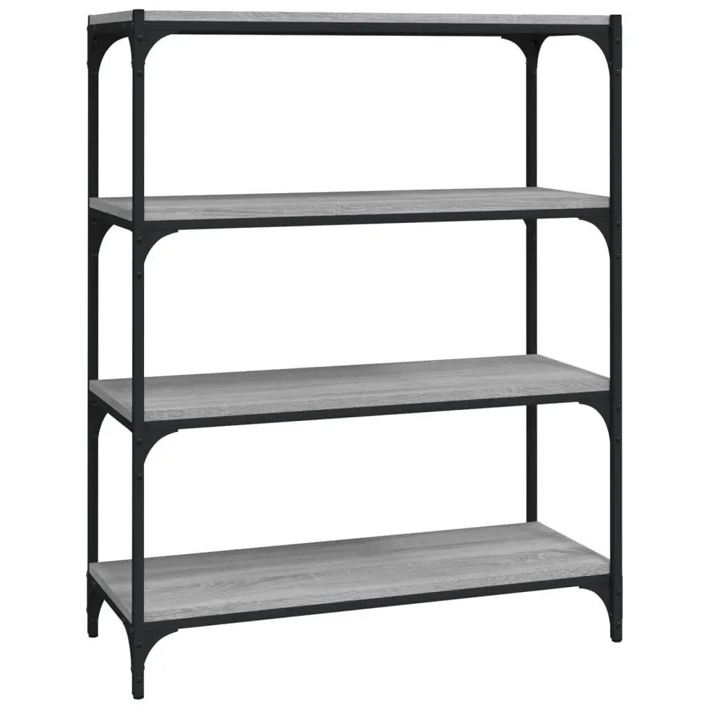 Book Cabinet for Home Office Grey Sonoma 4 Shelf Engineered Wood Steel