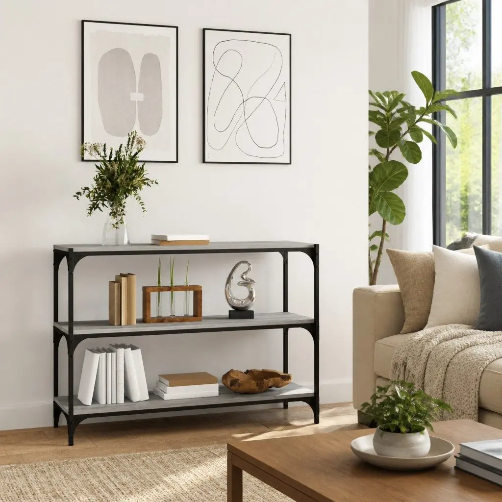 Book Cabinet Grey Sonoma 100x33x70.5cm Storage Shelving Unit Industrial Style