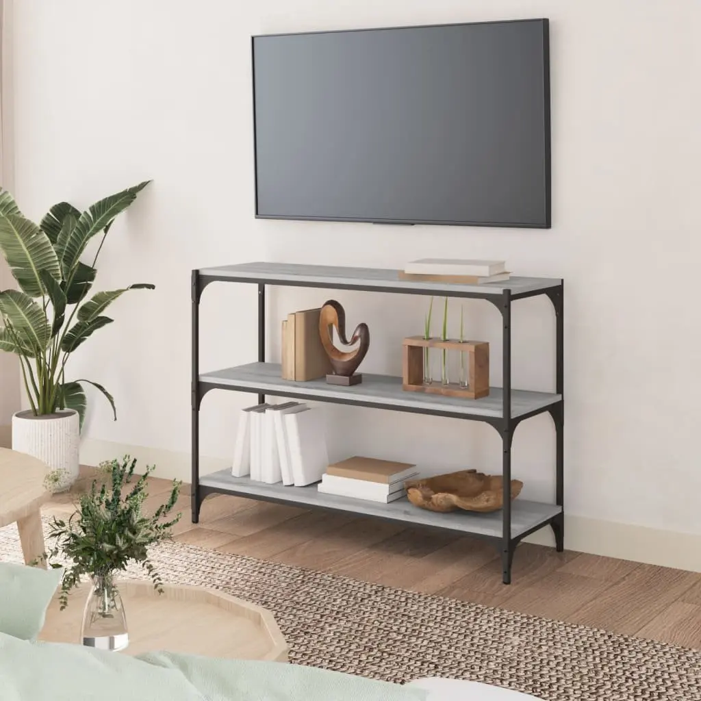 Book Cabinet Grey Sonoma 100x33x70.5cm Storage Shelving Unit Industrial Style