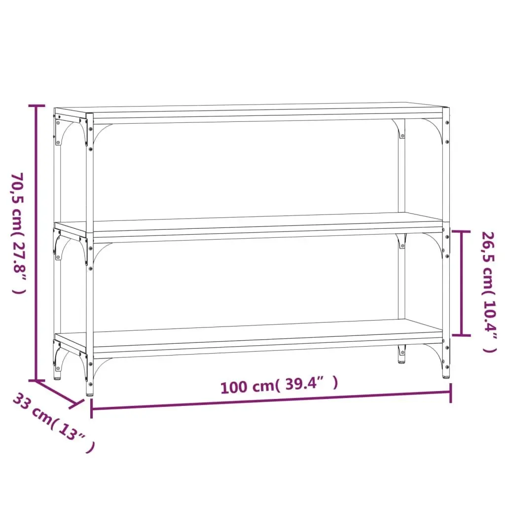 Book Cabinet Grey Sonoma 100x33x70.5cm Storage Shelving Unit Industrial Style
