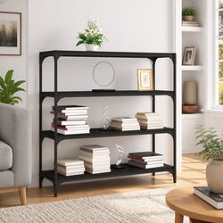 100x33x100cm Black Book Cabinet with 4 Shelves