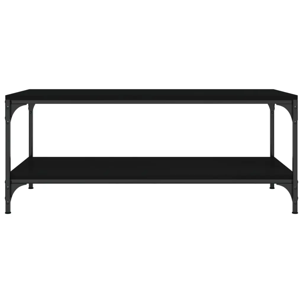 Coffee Table Black Industrial Style Living Room Accent Engineered Wood Storage