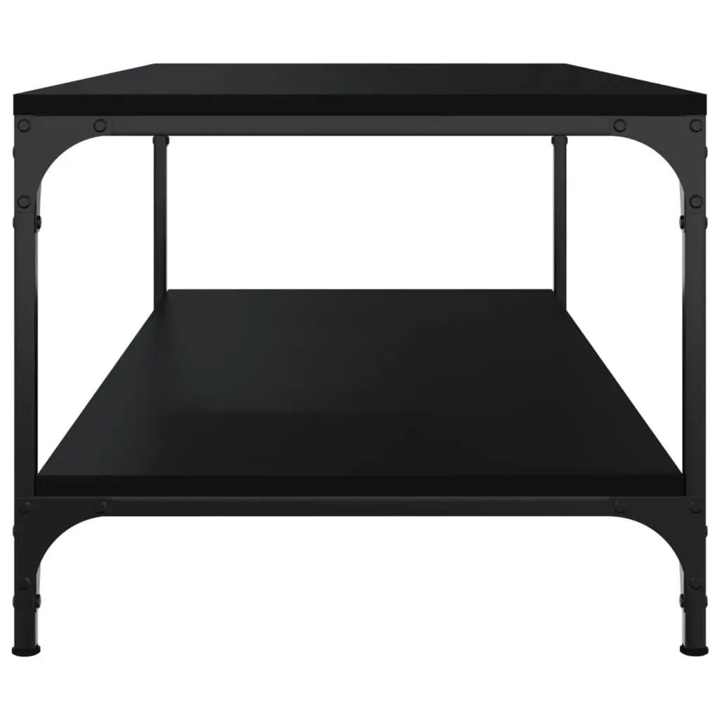 Coffee Table Black Industrial Style Living Room Accent Engineered Wood Storage