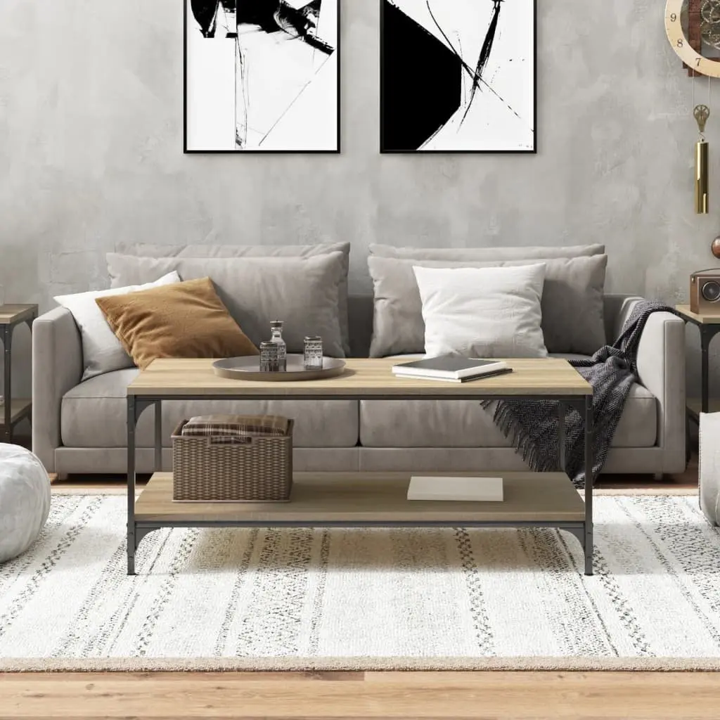 Coffee Table Sonoma Oak 100x50x40 cm Living Room Storage Industrial Design