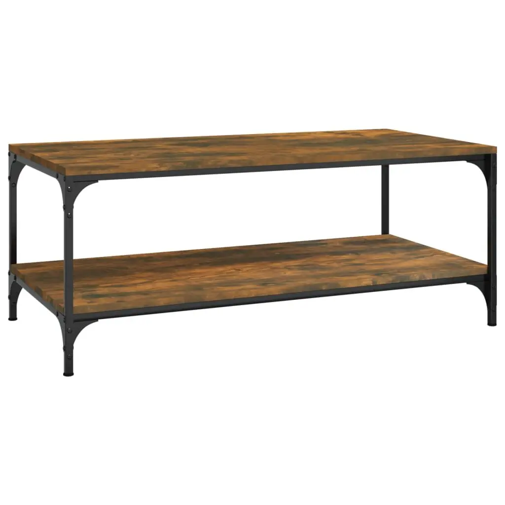 Coffee Table Living Room Brown 100L x 50W x 40H cm Engineered Wood Steel Frame