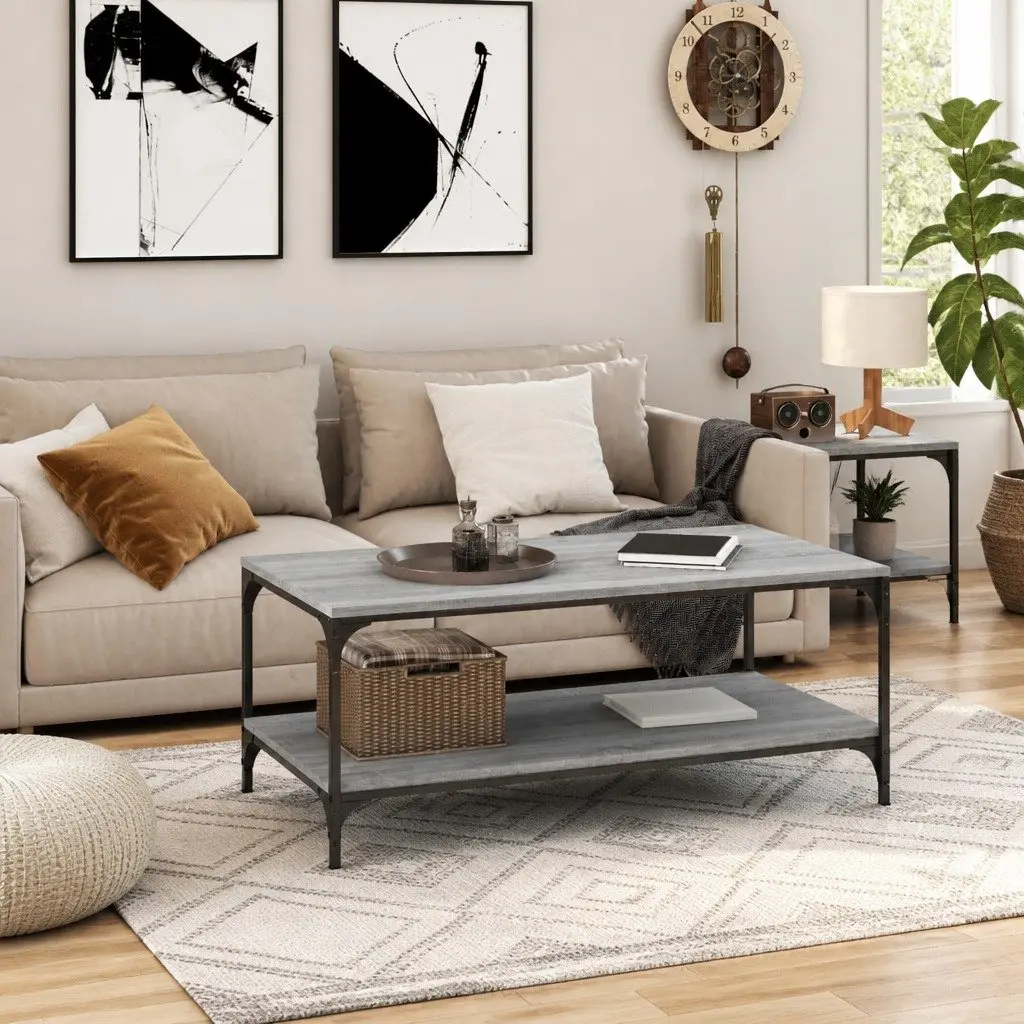 Coffee Table Grey Sonoma 100x50x40 cm Living Room Storage Accent Side Table