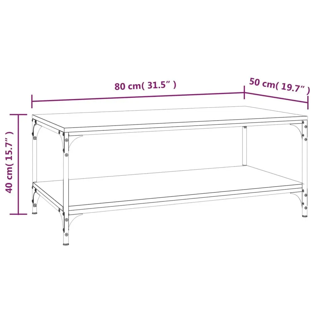 Coffee Table Black 80x50x40 cm Living Room Sofa Side Table Storage Furniture