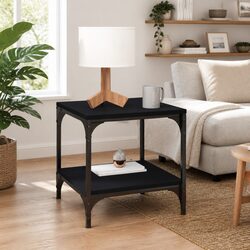 Black Coffee Table Dimensions 50x50x40cm with Steel Frame