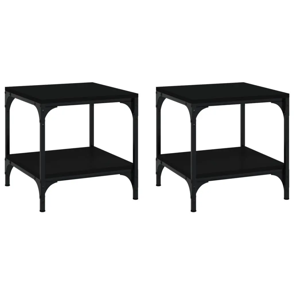 Side Tables for Living Room 40x40x40 cm Black Engineered Wood Storage Accent Furniture 2 Piece