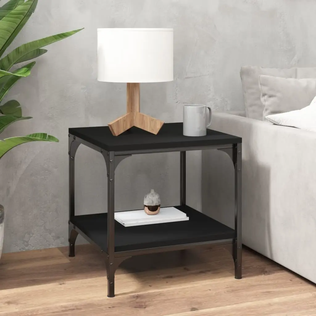 Side Tables for Living Room 40x40x40 cm Black Engineered Wood Storage Accent Furniture 2 Piece