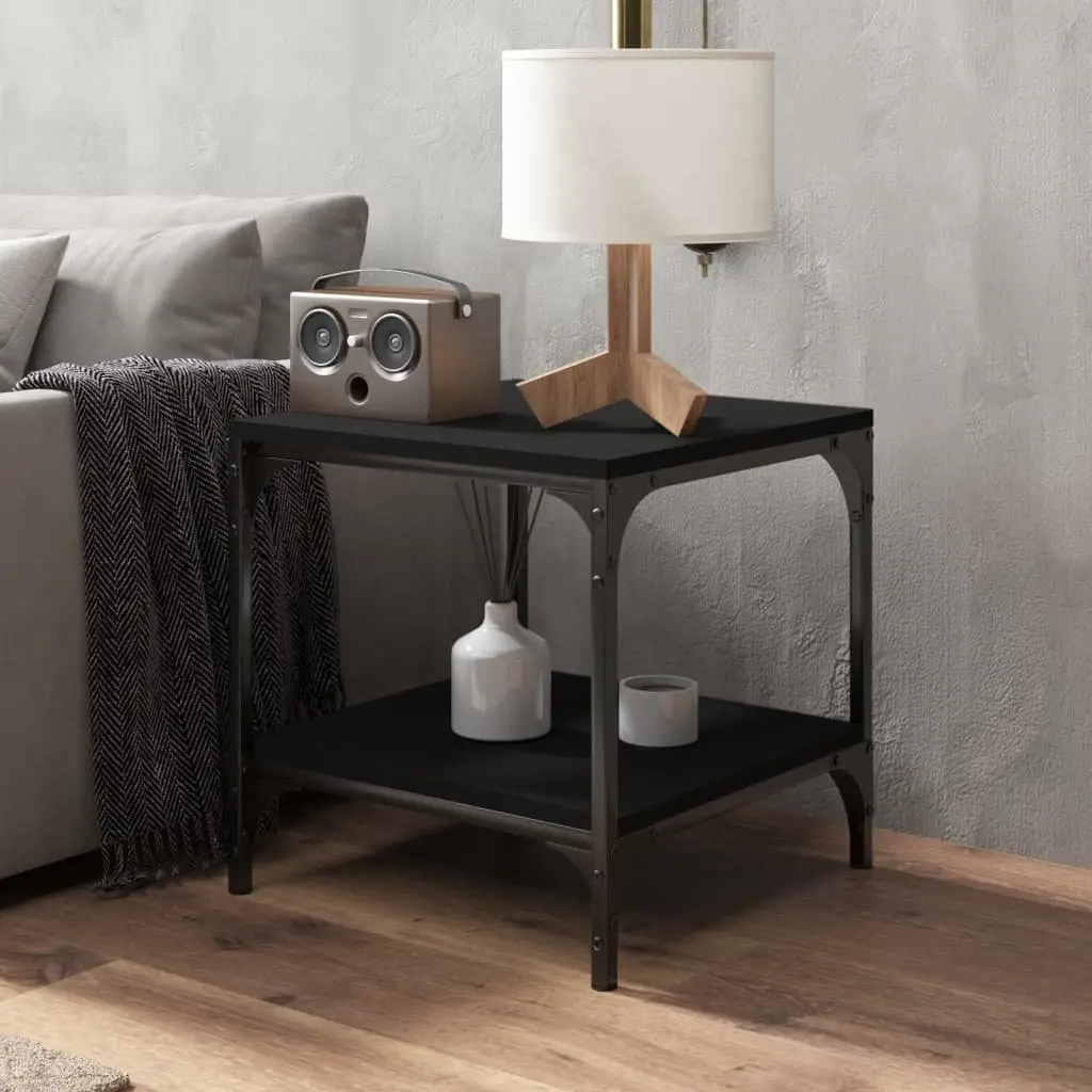Side Tables for Living Room 40x40x40 cm Black Engineered Wood Storage Accent Furniture 2 Piece