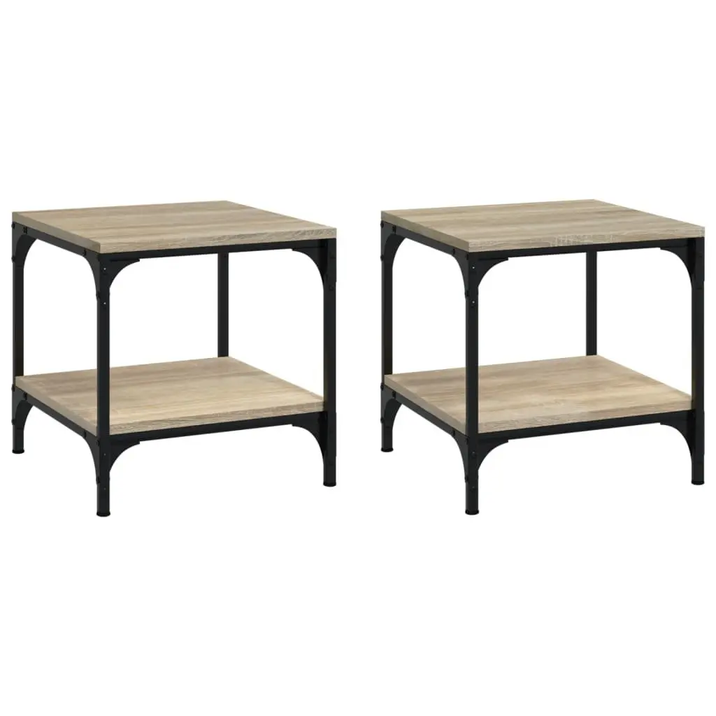 2 Brown Engineered Wood Side Tables