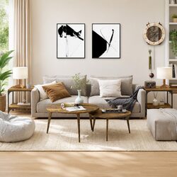 Side Tables 2 pcs Brown Engineered Wood Coffee Table with Steel Frame Storage
