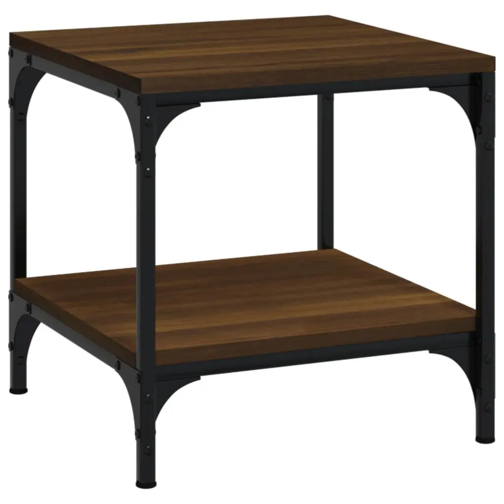 Side Tables Living Room Brown Oak 40x40x40 cm Industrial Accent Storage 2 pcs