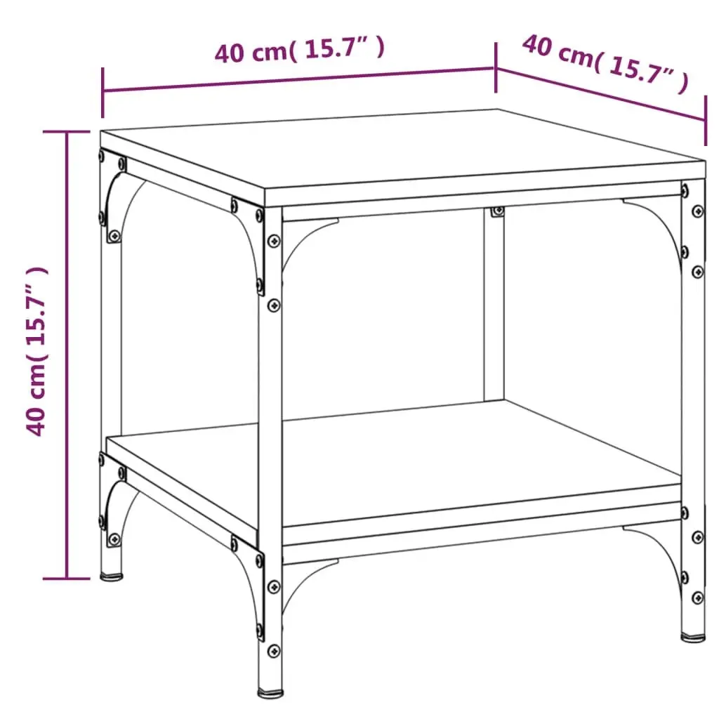 Side Tables Living Room Brown Oak 40x40x40 cm Industrial Accent Storage 2 pcs